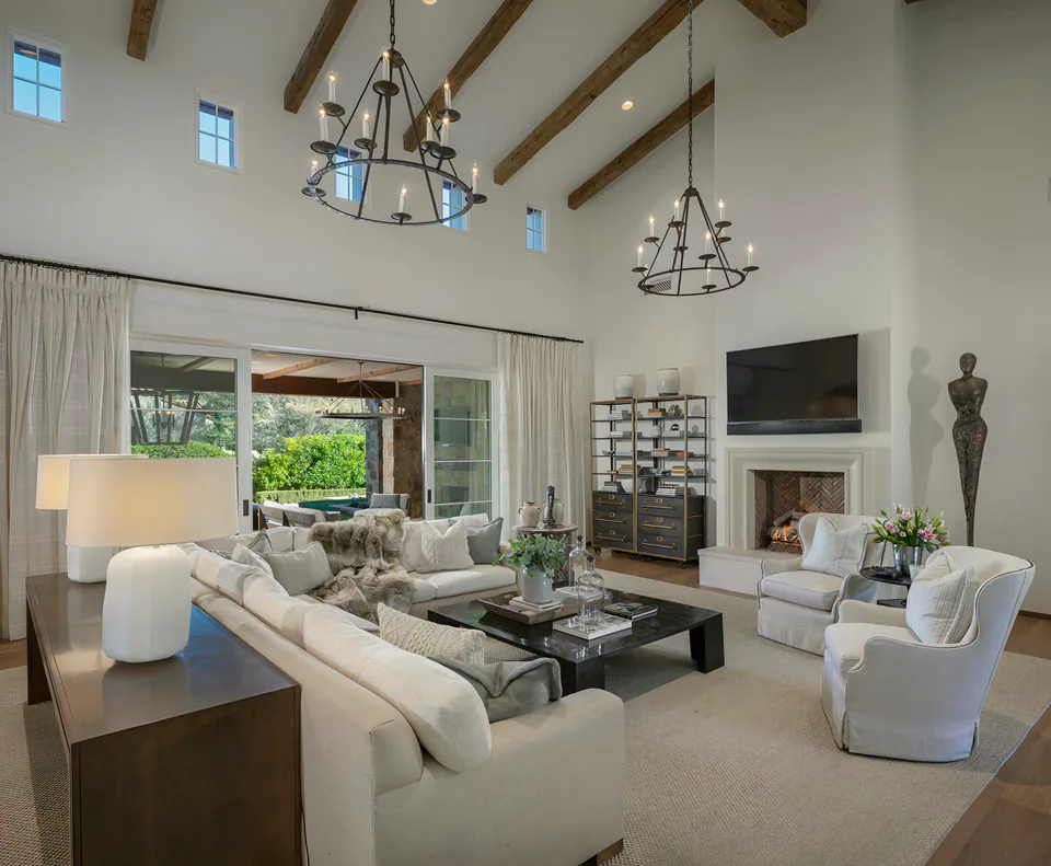 Living room at Silverleaf Modern Ranch, North Scottsdale, Arizona, interior design by Paul Lauren Designs